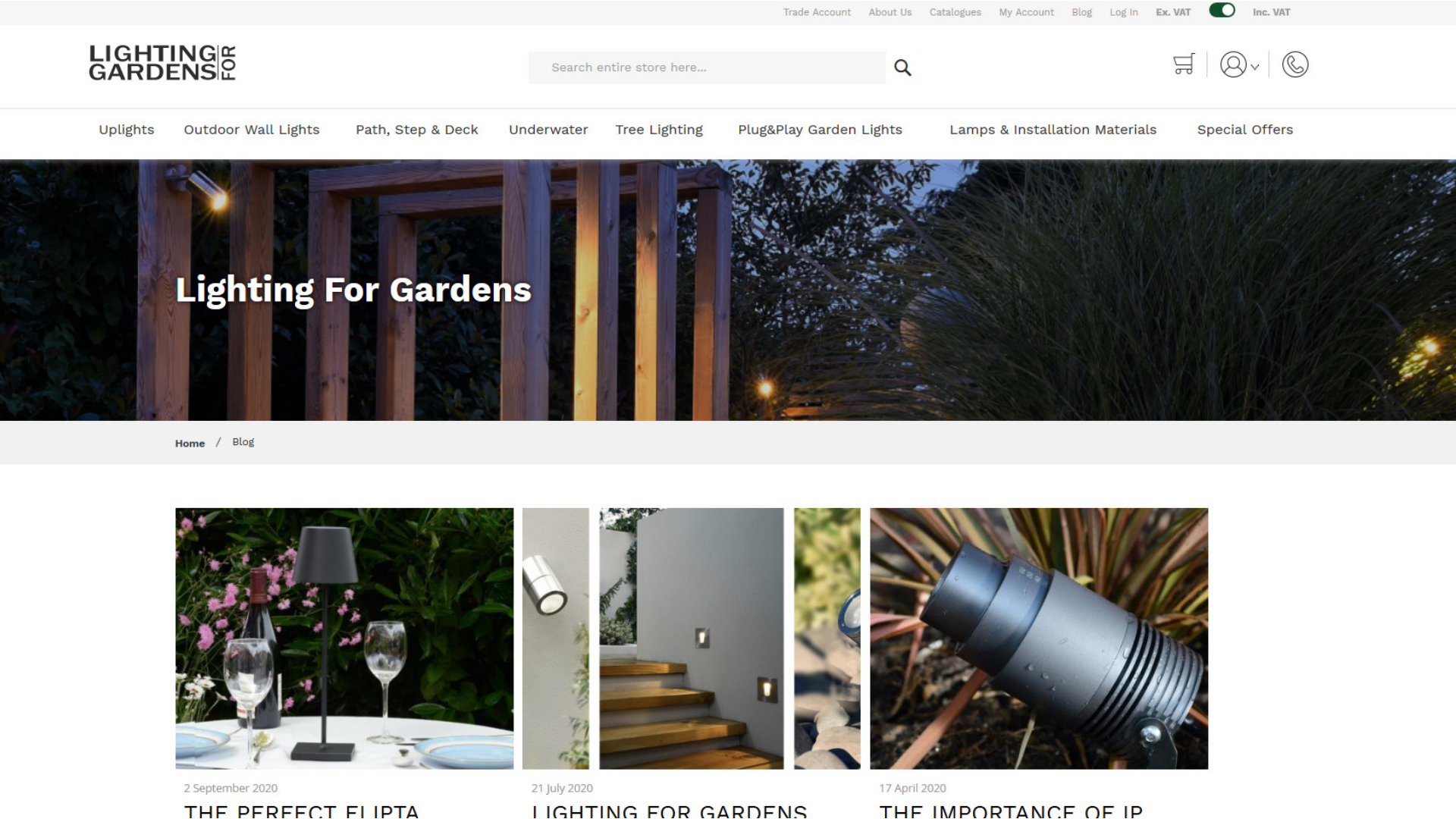 VAT Feature Now On Lighting for Gardens Website