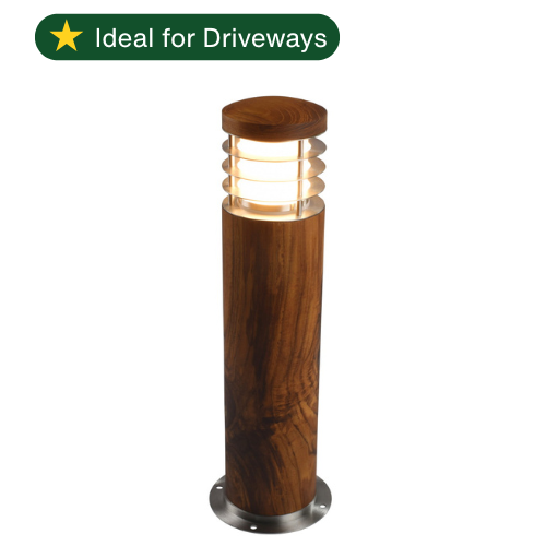 Elipta Nimbus 45 Bollard Light with Louvres - Teak