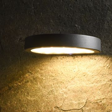 Patilo Solar Outdoor Disc Wall Light - Black