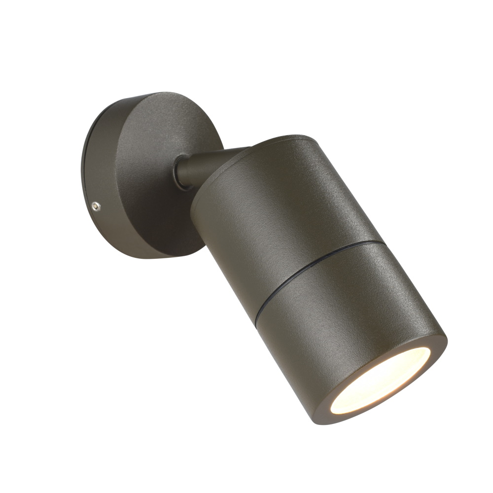 Elipta Compact Outdoor Wall Spotlight - Rustic Brown - 240v GU10