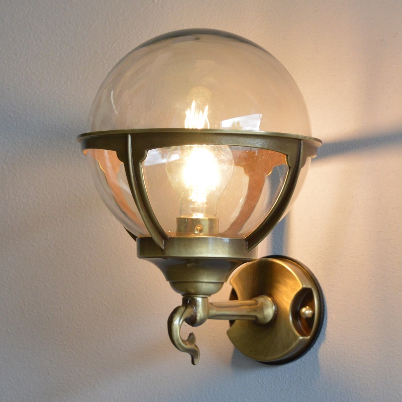 Elipta Globe Lantern Light Solid Brass Antique Lacquered Finish
