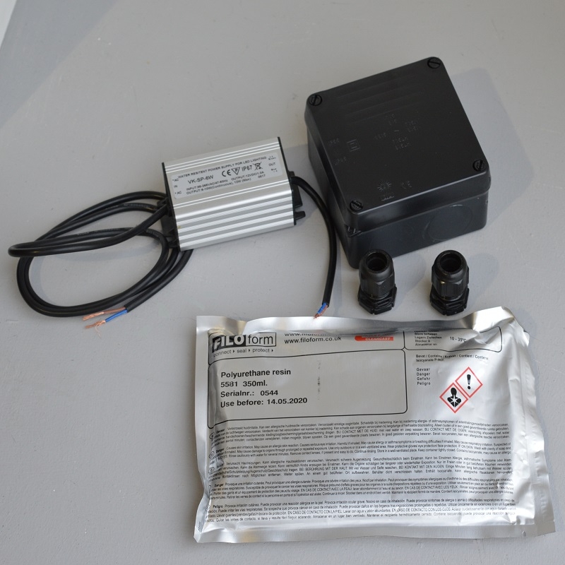 Elipta 10w - 12v dc - Potted LED Power Supply in Ground Burial Enclosure IP67 in IP68 Enclosure