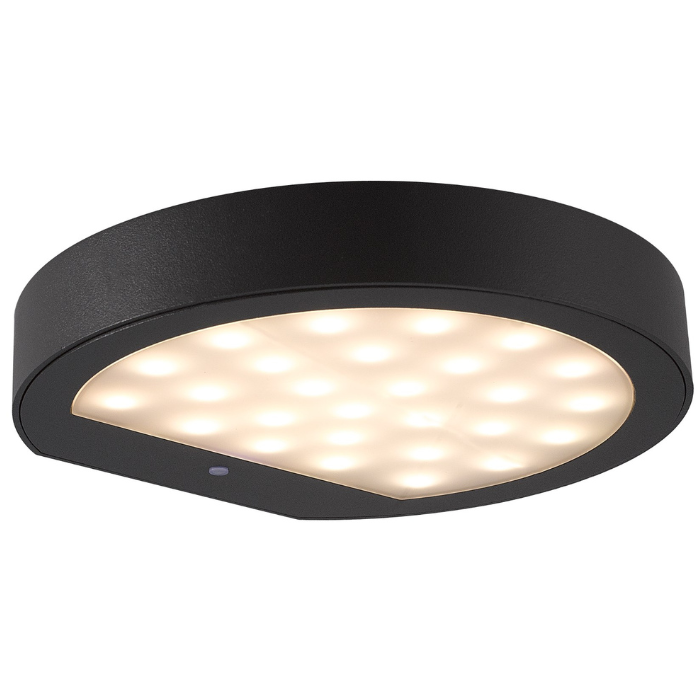 Patilo Solar Outdoor Disc Wall Light - Black
